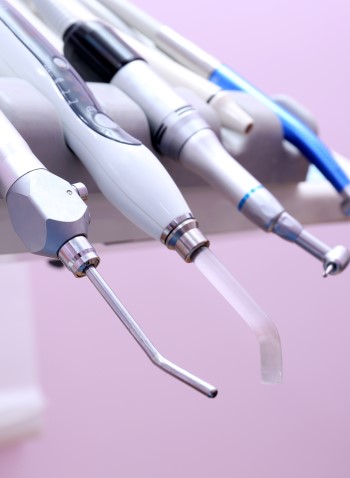 Dental instruments in modern clinic, closeup